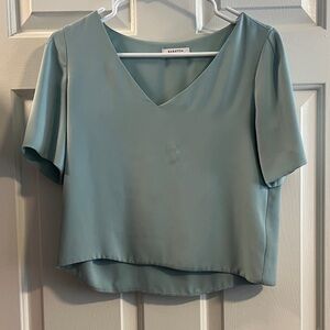 Babaton Mint Scoop V-Neck Short Sleeve Blouse